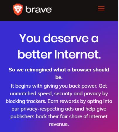 photo of brave website